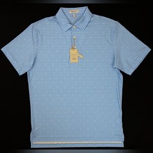 NWT Peter Millar Summer Comfort Size M Light Blue with Skulls Polo